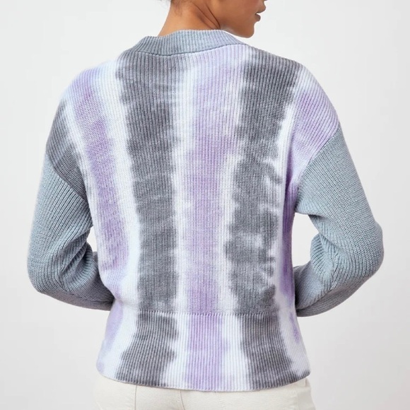 NEW Rails Karis Cotton Cashmere Rib Knit Pullover Sweater Aqua Tie Dye Small - Picture 3 of 16